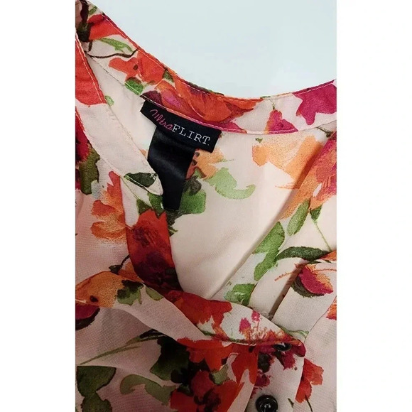 Ultra Flirt Sleeveless Floral Sheer Shirt - Picture 7 of 10